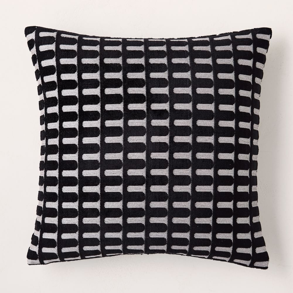 Cut Velvet Archways Pillow Cover, 20"x20", Black | West Elm (US)