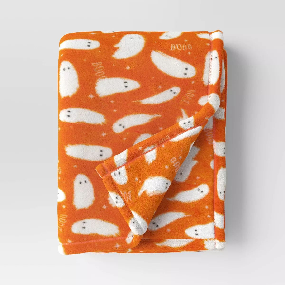 Ghost Printed Plush Halloween Throw Blanket Orange/Ivory - Hyde & EEK! Boutique™ | Target