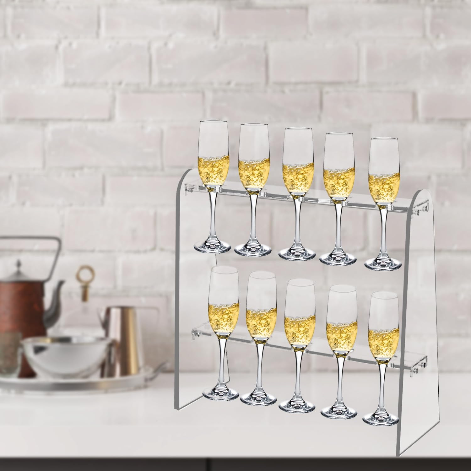 Champagne Wall Holder for Party, 2-Tier Clear Acrylic Champagne Glass Holder Stand Stemware Champ... | Amazon (US)