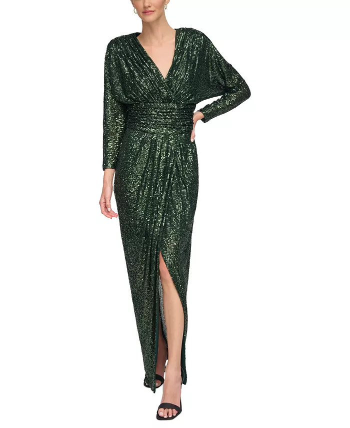 Calvin Klein Women's Sequined Dolman-Sleeve Gown - Macy's | Macy's