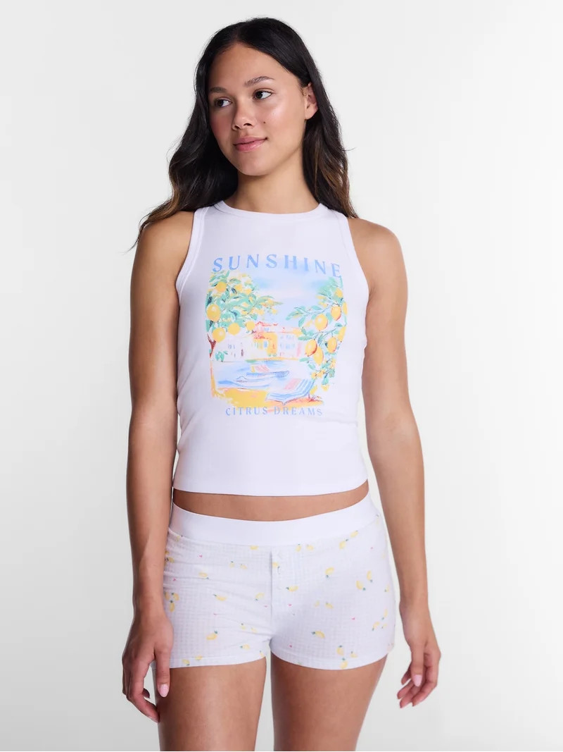 No Boundaries Sleepwear Ribbed Tank Top and Boxers Set from our Cloud Core Collection, 2 Piece, W... | Walmart (US)