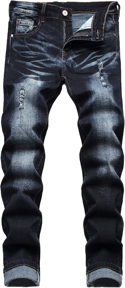 JUNBAOSS Men's Slim Fit Stretch Jeans Ripped Skinny Jeans for Men, Distressed Straight Leg Fashio... | Amazon (US)