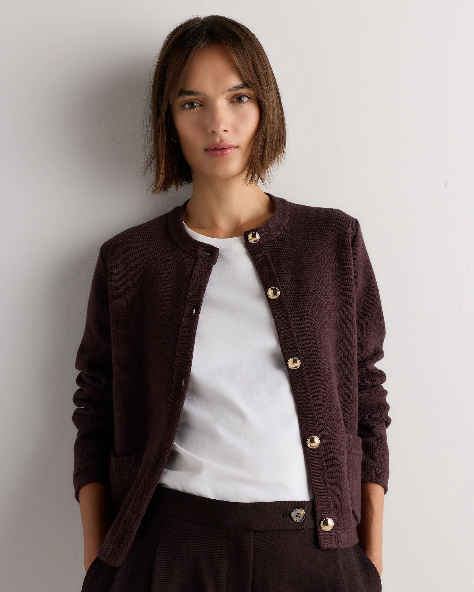Quince | Women's Sweater Jacket in Camel, Size Medium, Organic Cotton | Quince