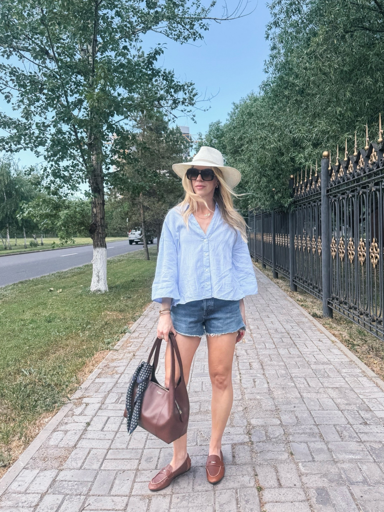 Casual summer outfit, linen shirt, denim cutoff shorts, @Zara leather loafers, Le Tanneur handbag (on sale now!)

#LTKTravel #LTKSeasonal #LTKOver40