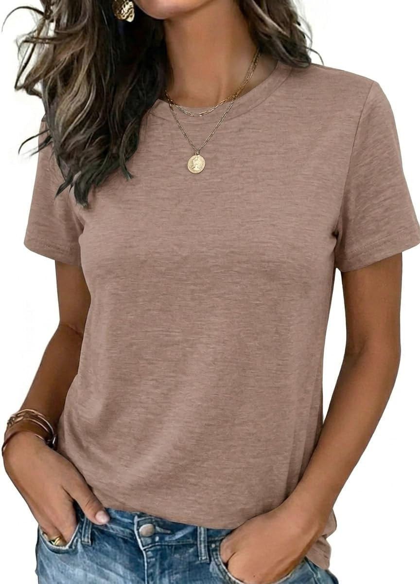 Zeagoo Womens Tshirt Short Sleeve Summer Tops Crewneck Casual Basic Tee Shirts Spring Clothes Trendy Outfit | Amazon (US)