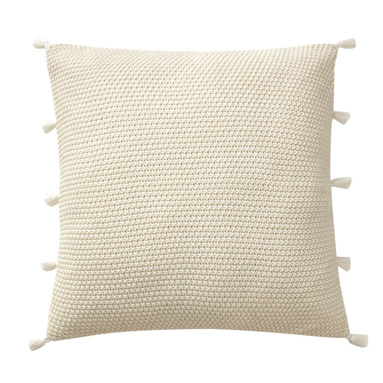 Ivory Sweater Knit Decorative Pillow Cover, Sophia, My Texas House, 20" x 20", 1 Piece | Walmart (US)
