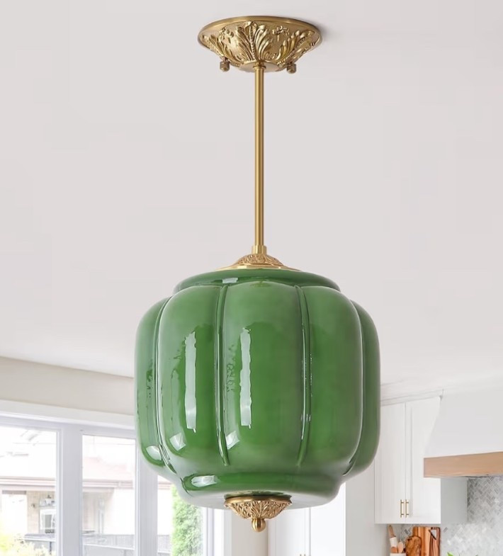 Soft green glow, warm brass, and sunlit farmhouse charm. 🍋☀️ This vintage inspired milk glass pendant adds a fresh, airy feel that pairs perfectly with cozy citrus accents and bright summer kitchens.

Light up your citrus summer space.🍋‍🟩🍊

#LTKSeasonal #LTKHome #LTKU