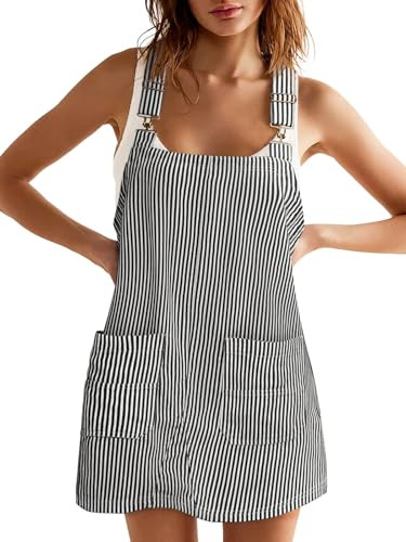 Yousify Womens Casual Denim Dress Adjustable Straps Striped Rompers Summer Sleeveless Overalls Mi... | Amazon (US)