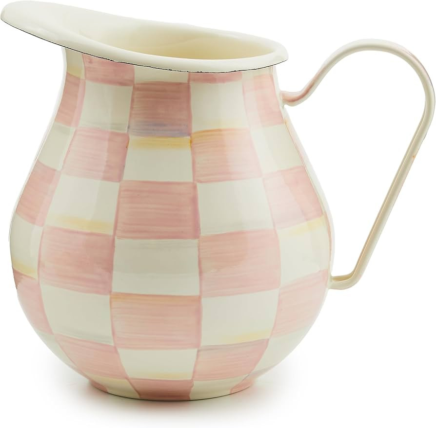 MACKENZIE-CHILDS Enamel Pitcher with Spout for Water, Cut Flowers, and Home Decor, 3 Quarts, Pink... | Amazon (US)
