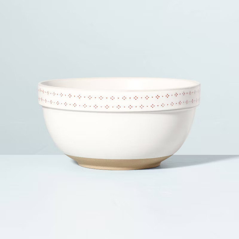 Embossed Fleck Trim Stoneware Serving Bowl Red/Cream - Hearth & Hand™ with Magnolia | Target