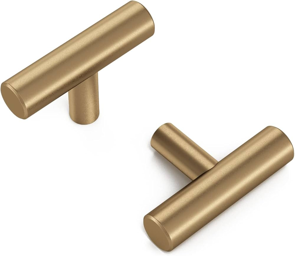 Haliwu Stainless Steel Knobs, 10 Pack, Champagne Bronze, T-bar Cabinet Hardware, Kitchen Drawer P... | Amazon (US)