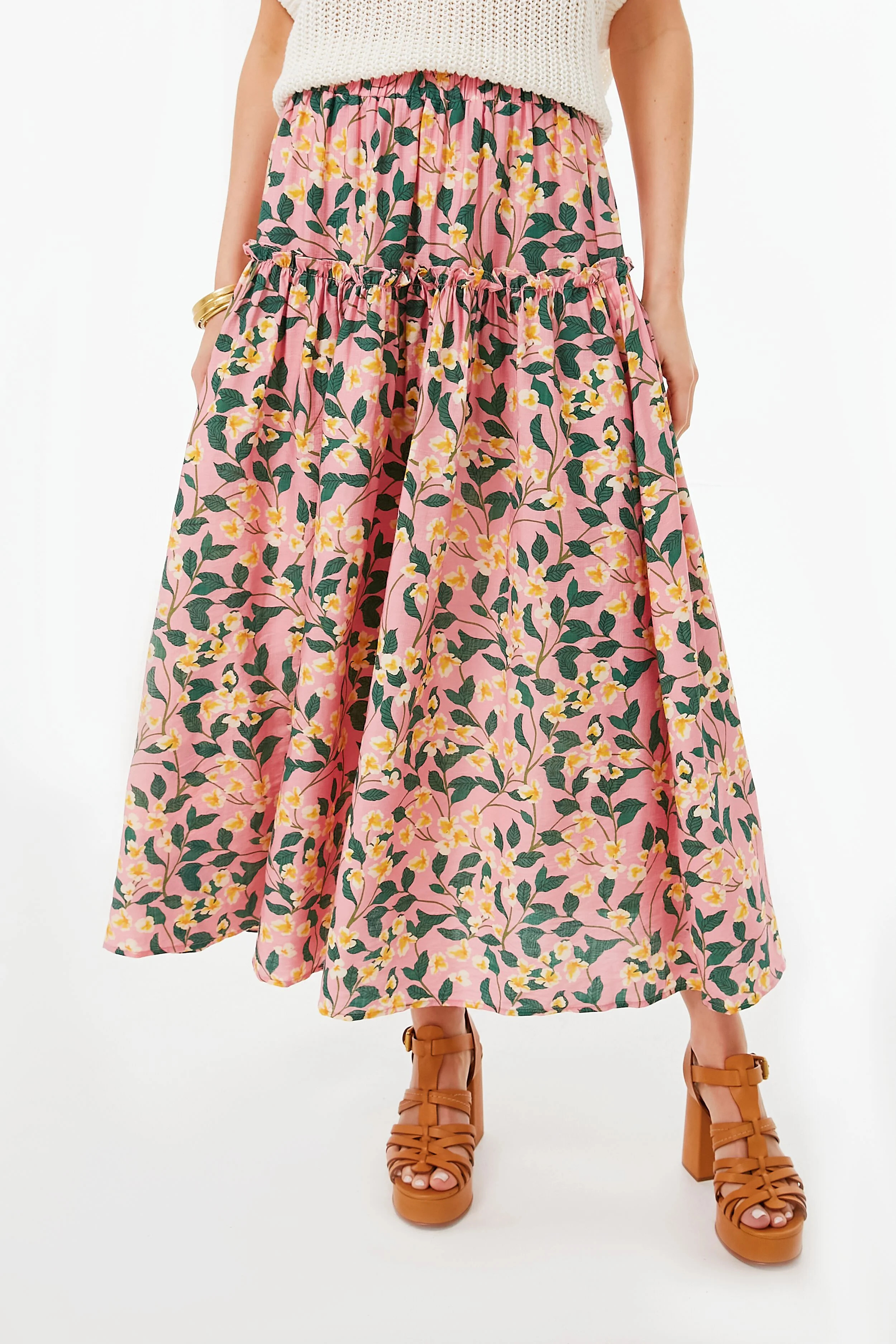 Pink Multi Ruffled Maxi Skirt | Tuckernuck (US)