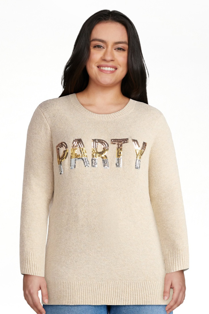 Terra and Sky Women's Plus Long Sleeve Talking Sweater, Sizes 0X- 5X | Walmart (US)