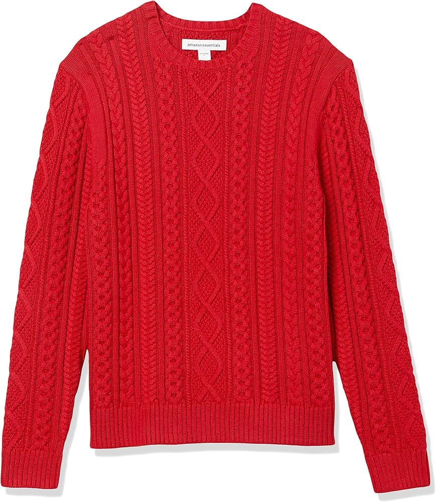 Amazon Essentials Men's Long-Sleeve 100% Cotton Fisherman Cable Crewneck Sweater | Amazon (US)