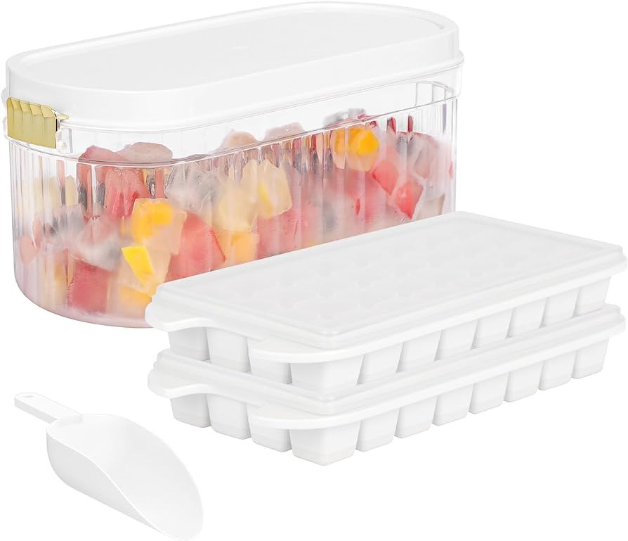 Morfone Ice Cube Tray, Ice Trays for Freezer with Lid and Bin 64PCS Ice Maker Mold with Container... | Amazon (US)