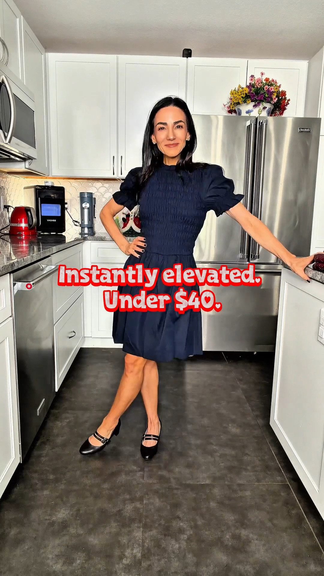 TikTok shop $35 dress link: https://www.tiktok.com/t/ZTHw13wKcK8Rj-j7x1z/

XS in the navy smocked dress (I’m 5’0”, ~100 lbs, 24” waist — petite-friendly length).
Mary Jane heels in size 5 — block heel, comfortable, and go with everything.
Burgundy clutch — inexpensive night-out option; fits essentials.

Gifts for All (20% off basket) + 30% off Sephora Collection. #ad only at Kohl’s 

#LTKHoliday #LTKFindsUnder50 #LTKPetite