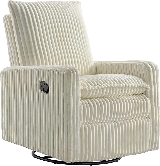 Oxford Baby Uptown Upholstered Swivel Glider and Recliner Nursery Chair - Corduroy, Pearl White | Amazon (US)