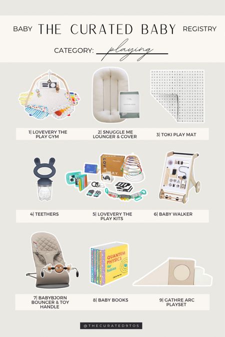 The Curated Baby Registry | 9 Must Have Items by Category | Playing

Baby registry, baby gifts, baby must haves, baby toys, baby first birthday gifts, Lovevery, the play gym, play mat, snuggleme, baby lounger, play mat, toki mat, gathre play toys, Teethers, developmental toys, baby walker, baby bounser, baby swing, baby books, baby university

#LTKbaby #LTKbump #LTKfamily