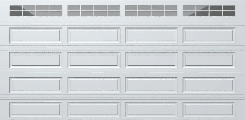 Wayne Dalton Classic Steel Model 8500 16-ft x 8-ft 16.22 R-Value Insulated White Double Garage Door with Windows one_size | 8500RNCHWHSTCKII168 | Lowe's