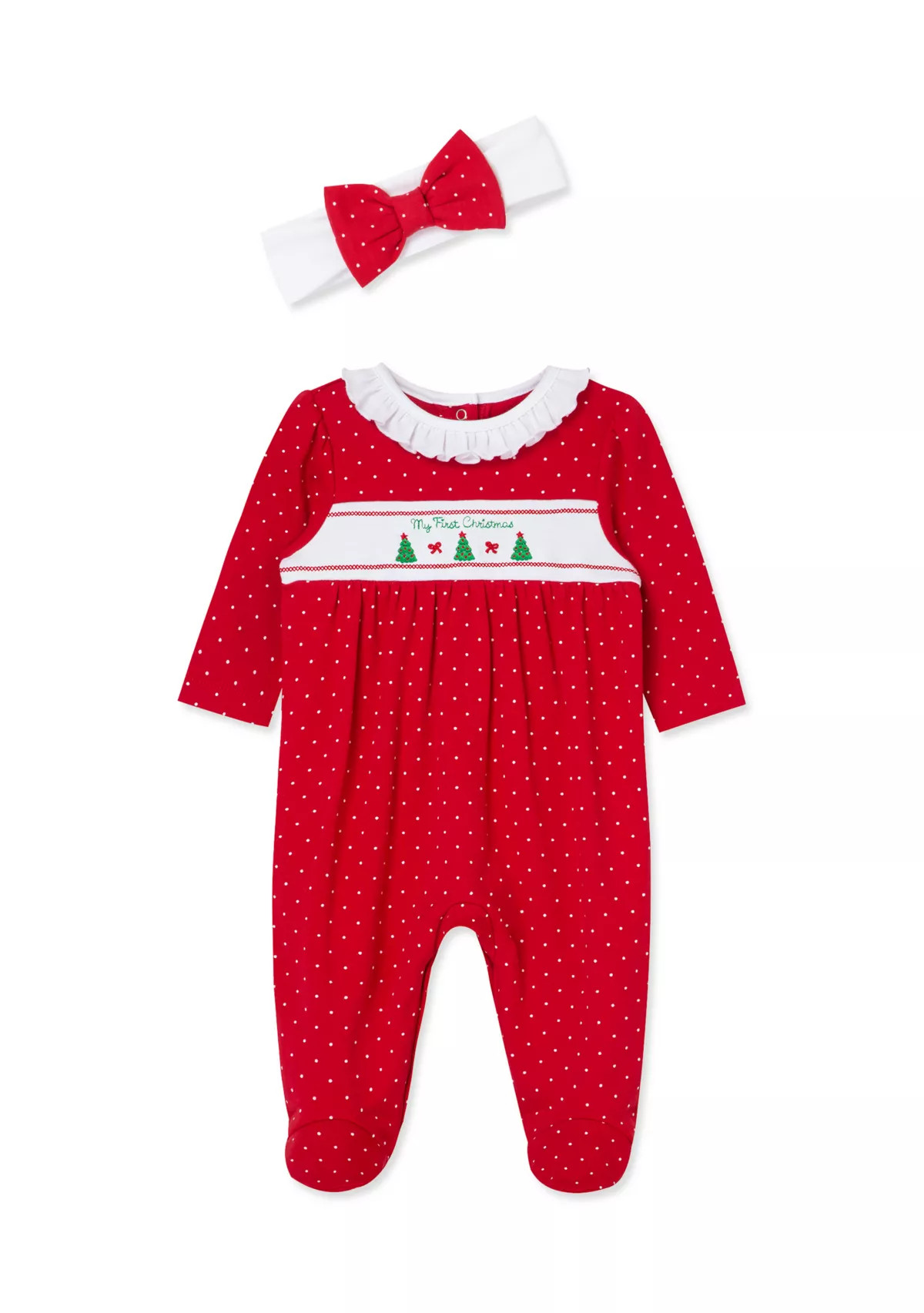 Little MeBaby Girls Dainty Trees Footie Pajamas with Headband | Belk