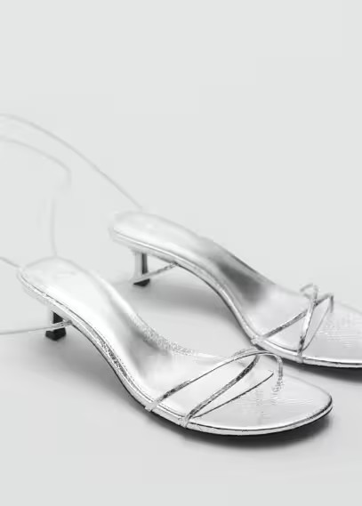 MANGO - Strappy heeled sandals silver - 9½ - Women | MANGO (US)