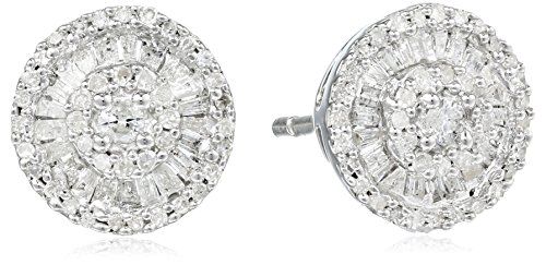 Amazon Collection Sterling Silver Diamond Round Stud Earrings (1/2 cttw) | Amazon (US)