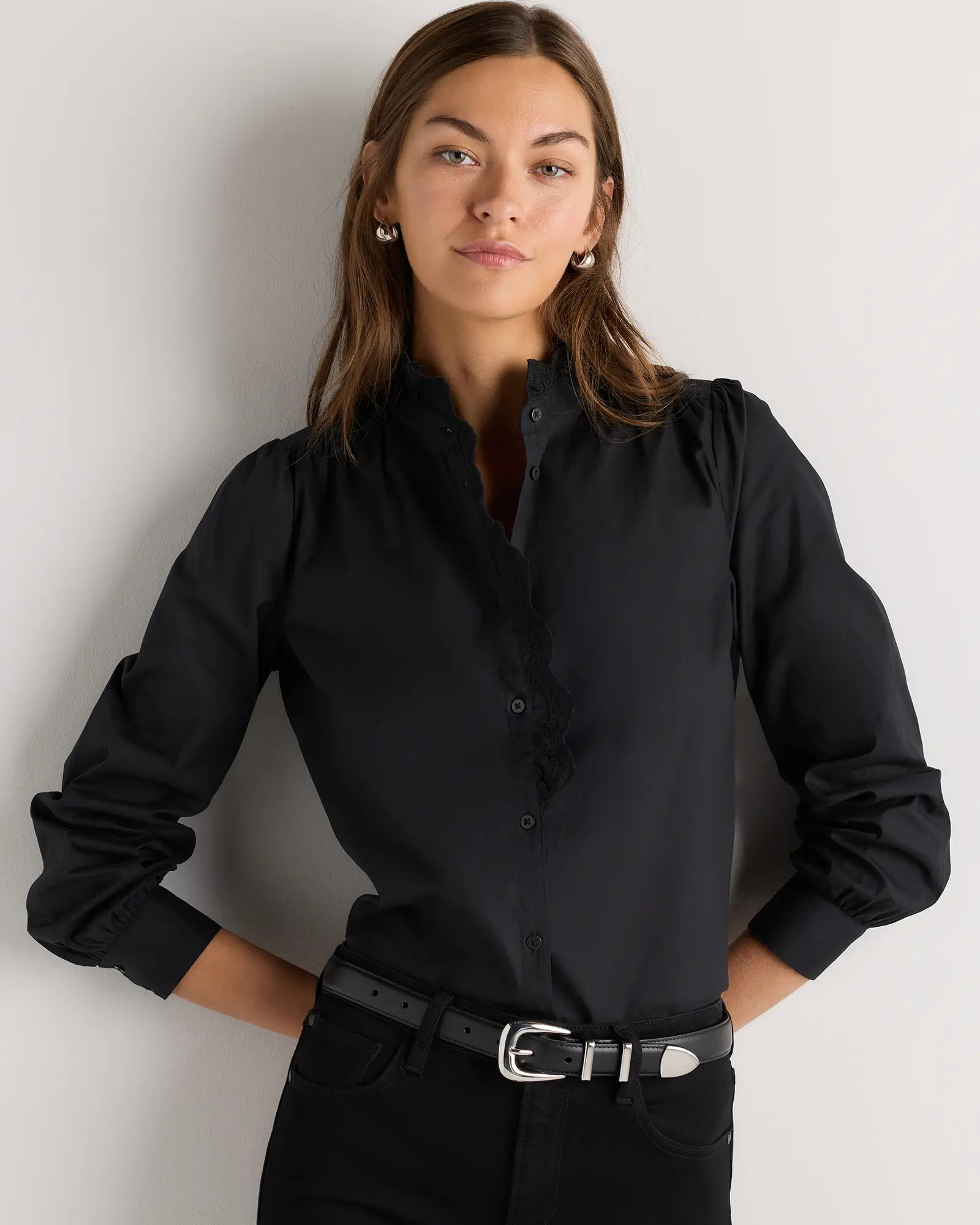 100% Organic Cotton Lace Ruffle Blouse | Quince