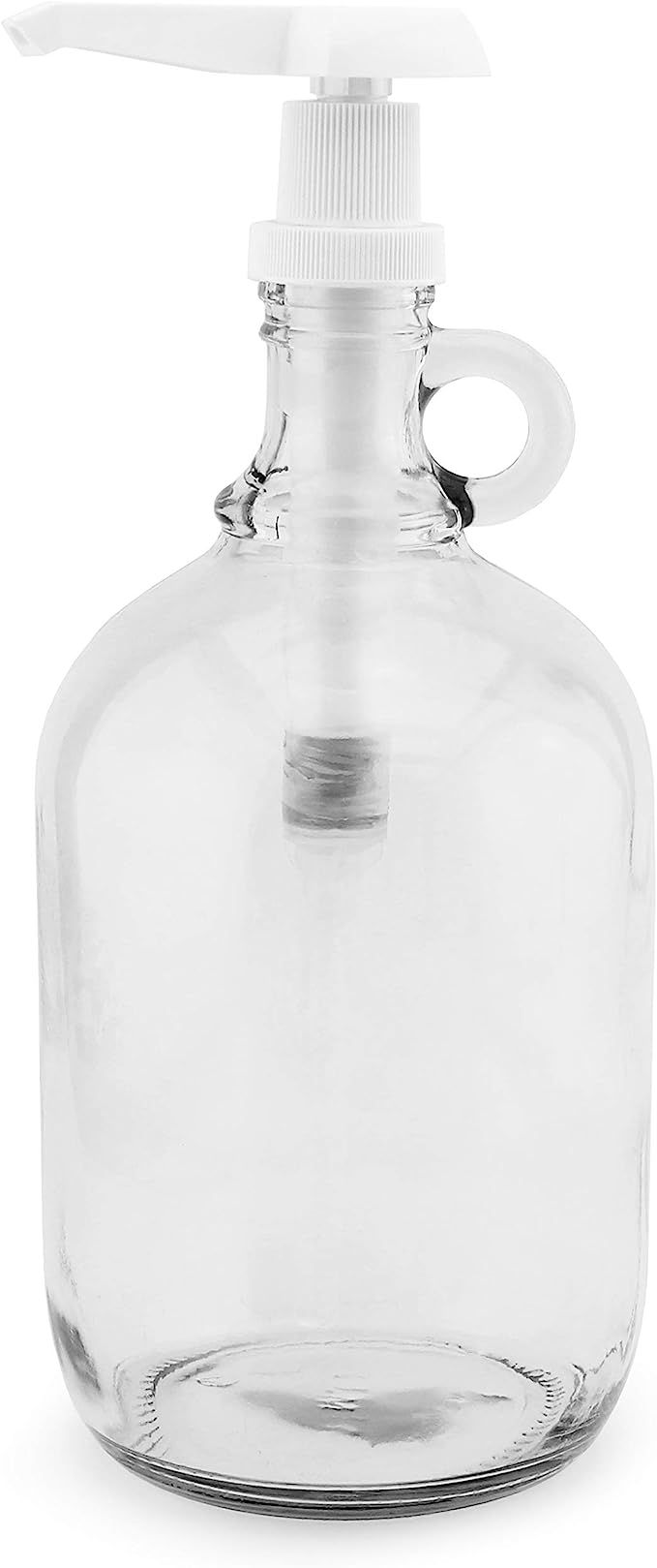 Half Gallon Glass Pump Dispenser Bottle, 64-Ounce Jug with Pump for Sauces, Syrups, Soaps and Mor... | Amazon (US)