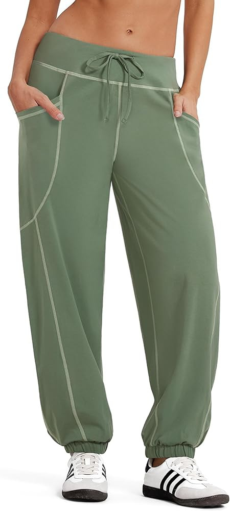 MOOSLOVER Women Baggy Jogger Pants Drawstring Mid Waist Athletic Casual Pant Comfy Cotton Lightwe... | Amazon (US)