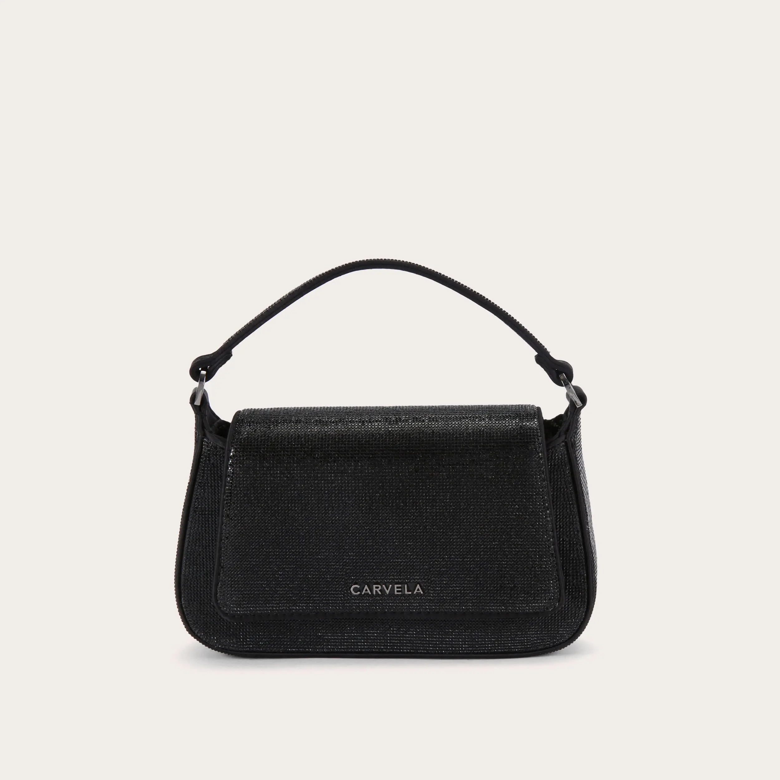 PETALO TOP HANDLE Black Crystal Mini Tote Bag by CARVELA | Carvela