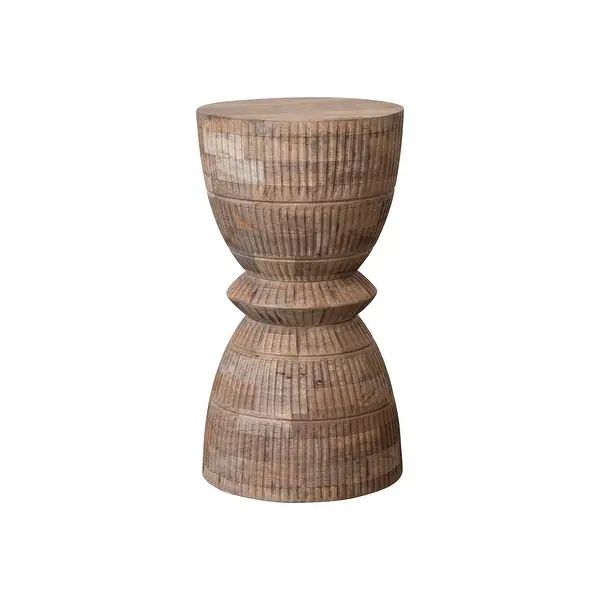 Hand-Carved Mango Wood Stool - 14.0"L x 14.0"W x 26.0"H | Bed Bath & Beyond