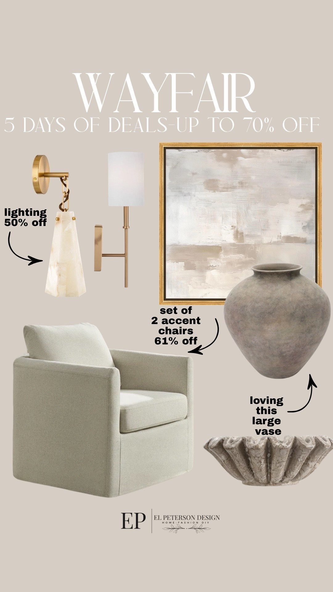 Wayfair 
5 days of deals 
Ends today 
Artwork
Sconce
Bowl
Set of 2 accent chairs
Vase


#LTKSaleAlert #LTKHome