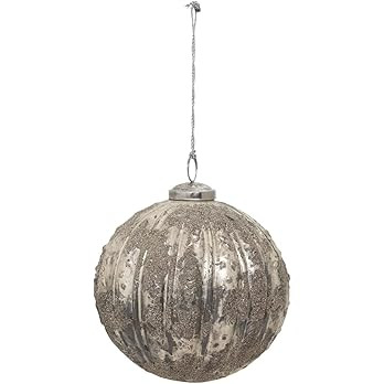 Creative Co-Op 6" Round Flocked Glass Ornament | Amazon (US)