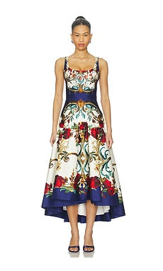 Alice + Olivia Diana Structured Midi Dress in Gilded Rose from Revolve.com | Revolve Clothing (Global)
