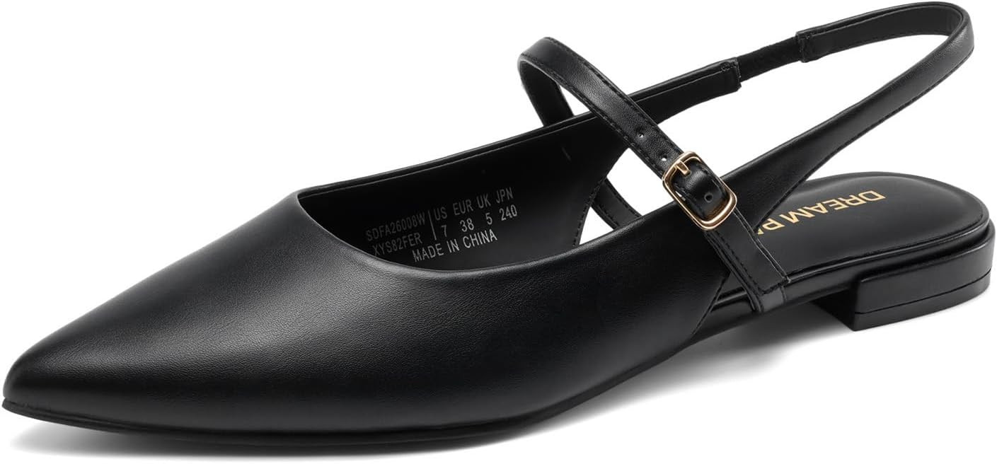 DREAM PAIRS Women's Slingback Dress Pointed Toe Flats Ballet Mary Jane Flat Shoes with Buckle Str... | Amazon (US)