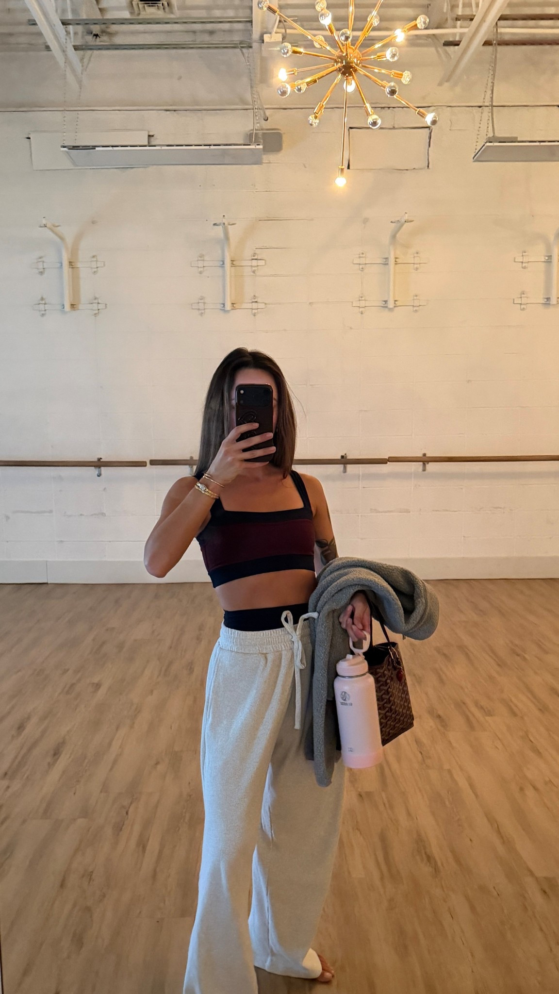 Pilates outfit! Love sweatpants over biker shorts! Wearing xs in all