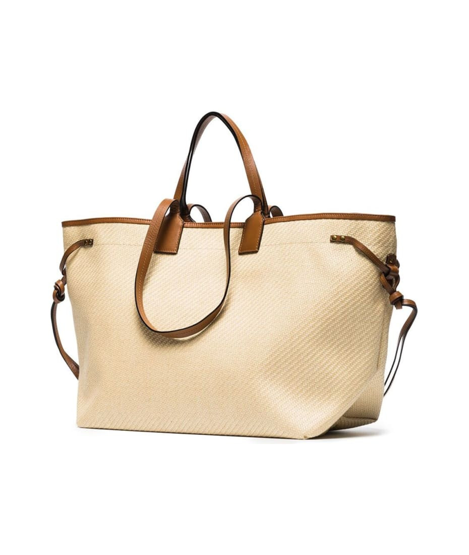 Isablel Marant Woman's Straw And Leather Shopper Bag With Embossed Logo | Italist