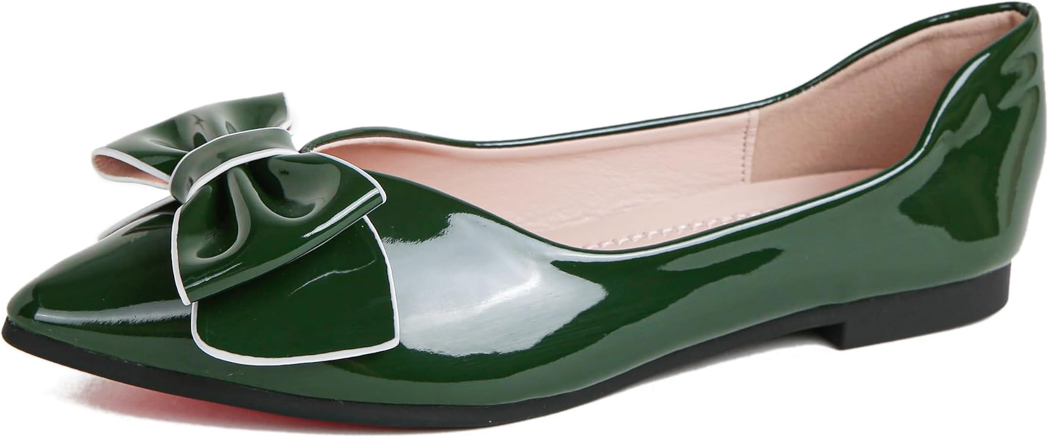 Flats Shoes Women Comfortable Leather Pointed Toe Flats Bow Dress Shoes Memory Foam Insole Slip o... | Amazon (US)