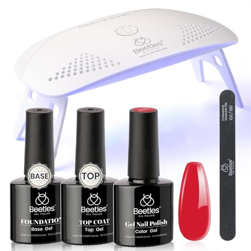 Beetles Red Gel Nail Polish Kit with UV LED Light and Base Gel Top Coat Starter Kit Soak Off Red Gel Polish Set with Lamp Nail File for DIY Home Nails Perfect for Christmas Women Manicure | Amazon (US)