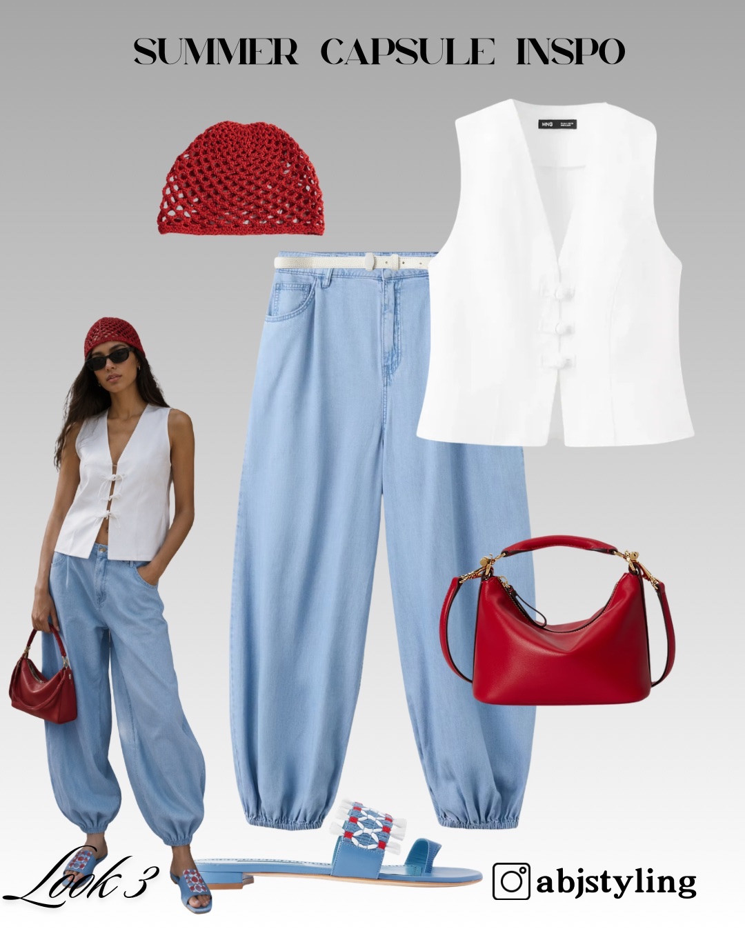 Sometimes all an outfit needs is a pop of red.
I paired soft blue denim with a tailored white vest and finished the look with bold red accessories for that statement-making touch. Equal parts playful and polished.
Tap to shop every piece.

#LTKuk #LTKsummer #LTKstyletip