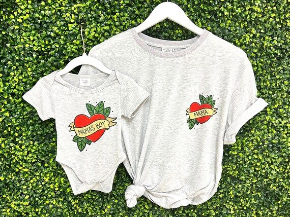 Mommy and Me Valentine's Shirt, Heather Grey Valentines shirt, Mama's Boy and Mama valentines shi... | Etsy (US)
