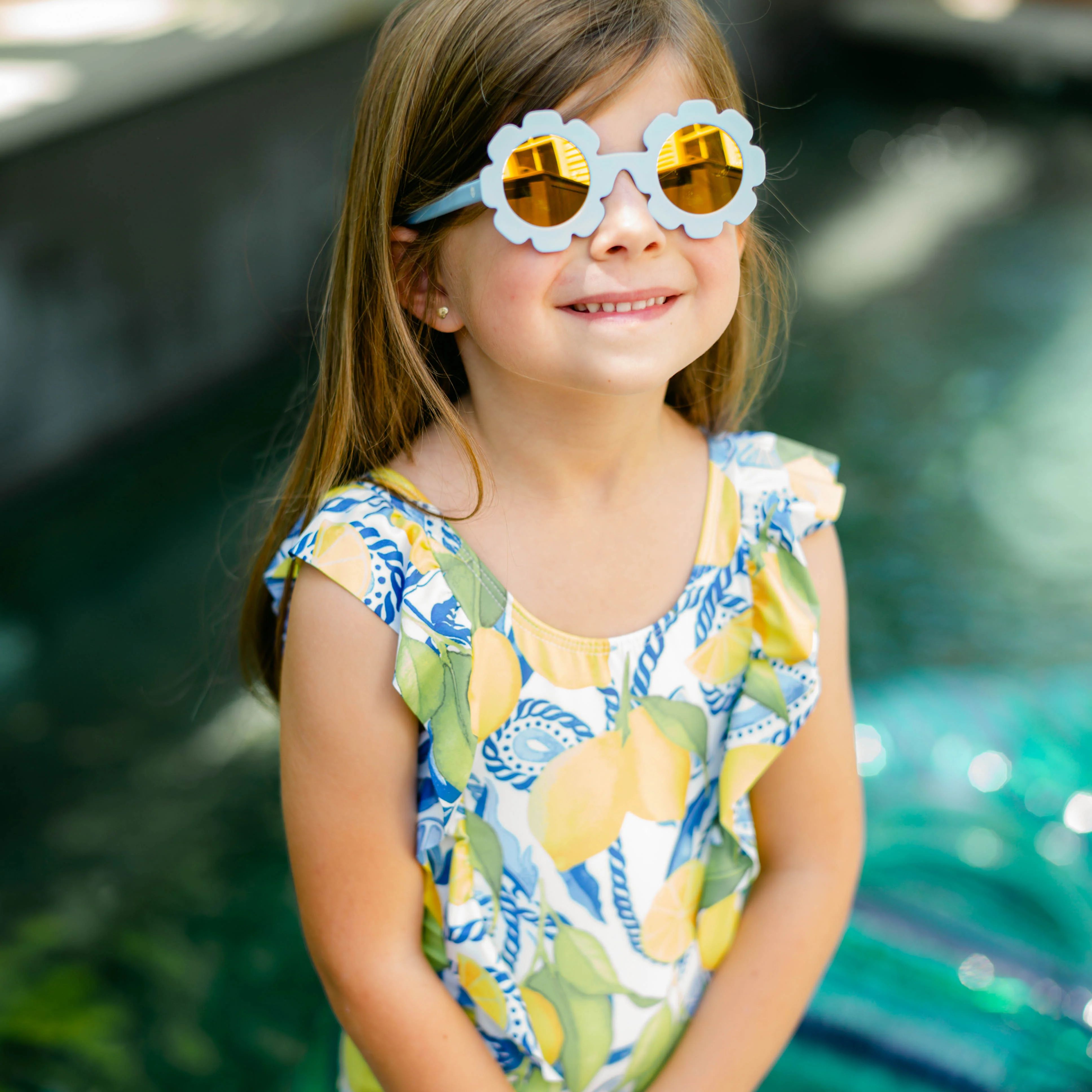 Hawaiian Kids Swimwear | The Positano - Girls Ruffle One Piece UPF 50+ | Kenny Flowers