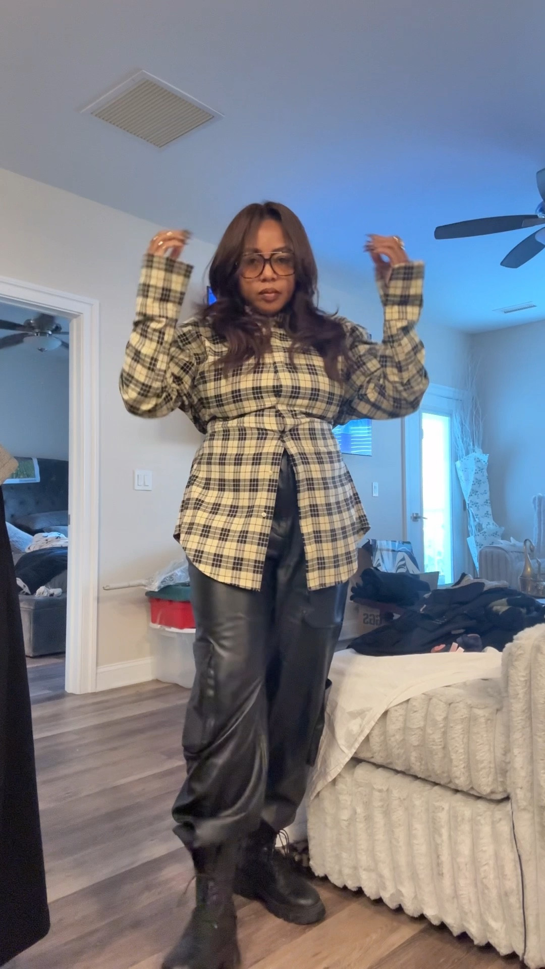 Proof layering can sculpt
A cinched-waist plaid shirt under an hourglass-cut coat creates shape without forcing it. The leather pants and combat boots ground the look so the structure feels effortless, not precious. This is cold-weather dressing that knows exactly what it’s doing.

Style tip
Let the coat hit mid-calf or lower when you’re cinching at the waist. The length does the elongating so the shape feels intentional, not costume.
Shop the exact pieces or similar ones below.

#LTKgrwm #LTKootd #LTKdayinmylife