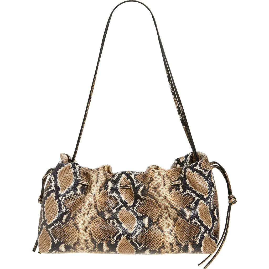 Altuzarra Drawstring Snakeskin Embossed Leather Clutch in Phyton Macchia at Nordstrom | Nordstrom
