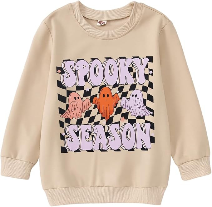 MODNTOGA Kids Boy Girl Crewneck Sweatshirt Ghost Graphic Spooky Season Letter Print Halloween Shi... | Amazon (US)