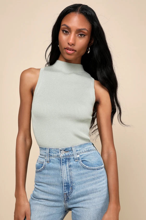 Seasonal Sophistication Sage Ribbed Tank Top Sage Top Tank Tops 2024 Light Green Top Outfit Ideas | Lulus