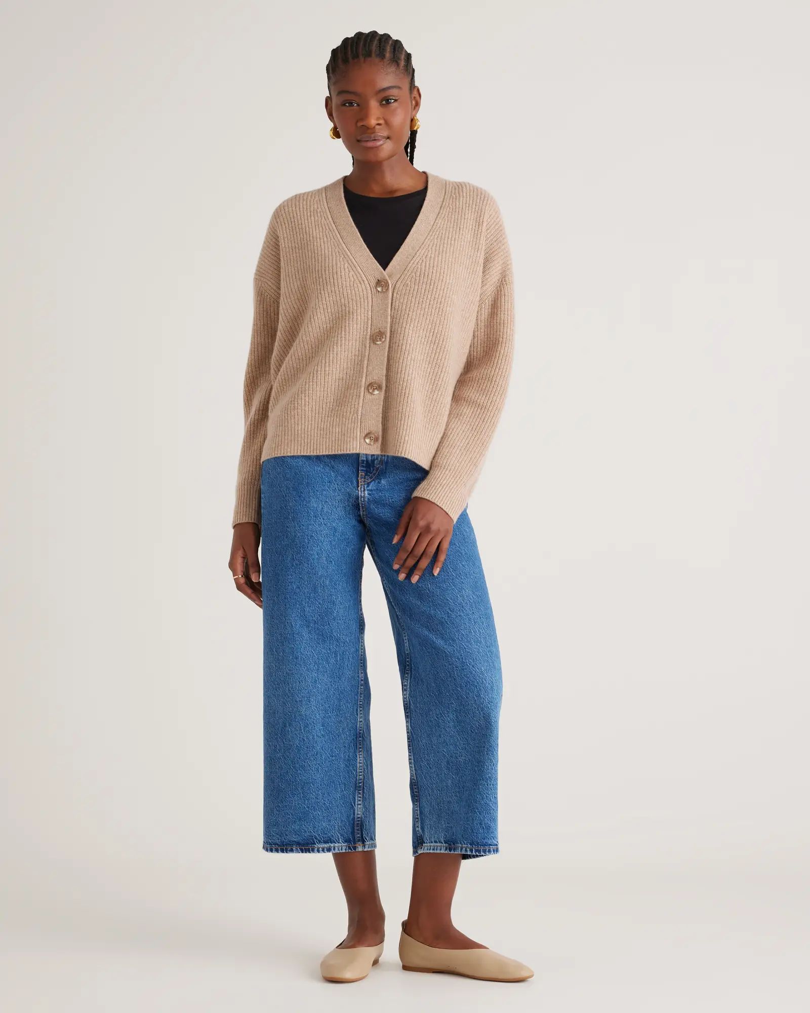 Mongolian Cashmere Fisherman Cropped Cardigan Sweater | Quince