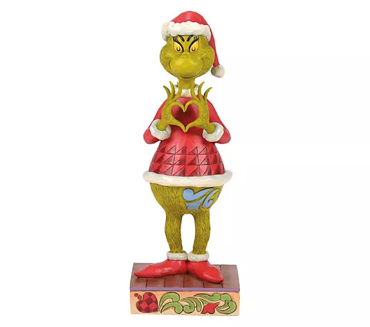 Jim Shore Grinch with Heart Hands Christmas Figurine 9.3in H - QVC.com | QVC