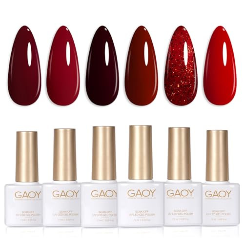 GAOY Burgundy Red Gel Nail Polish Set 6 Colors Including Dark Cherry Wine Red Gel Polish Kit U V LED Soak Off Home DIY Manicure Nail Salon Varnish | Amazon (US)
