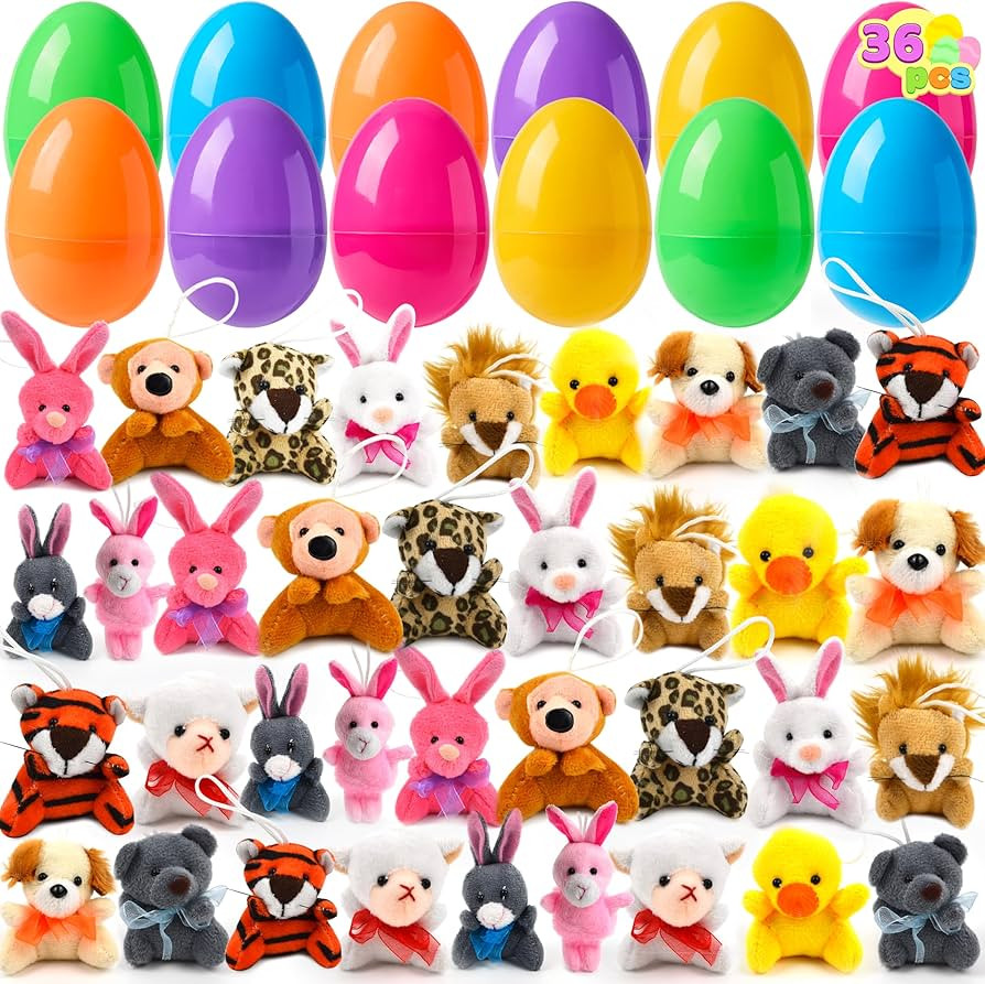 JOYIN 36 Pcs Pre-Filled Easter Eggs Filled with Plush Animal Toys for Kids Toddlers Easter Egg Hu... | Amazon (US)